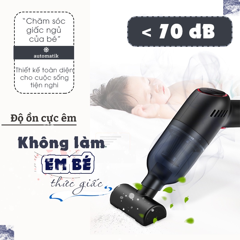 Máy Hút Bụi Cầm Tay Không Dây Mini Đa Năng, Oto Xe Hơi, Gia Đình, Bàn Phím, Sofa, Nhà Cửa, Bàn Học M06 - Automatik