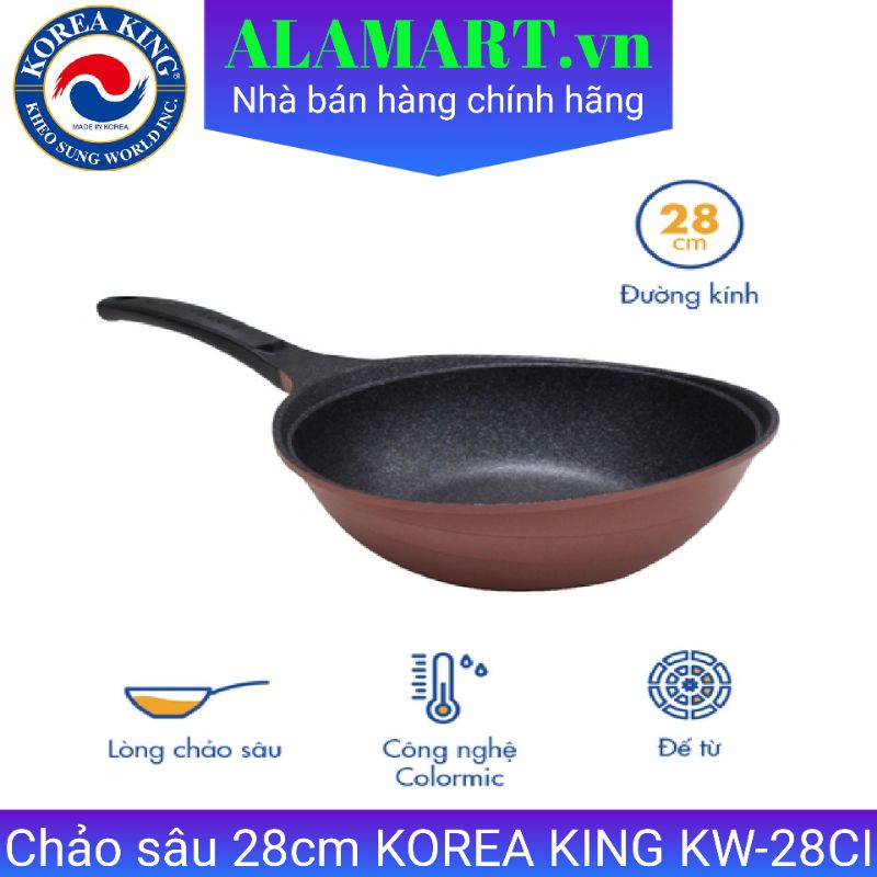 Chảo đá sâu bếp từ 28cm Korea King KW-28CI Made In Korea