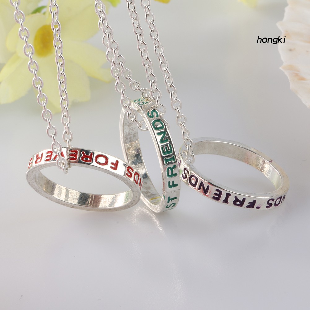 Set 3 Vòng Cổ Mặt Nhẫn Khắc Chữ Best Friend Đơn Giản Thời Trang Cho Nữ