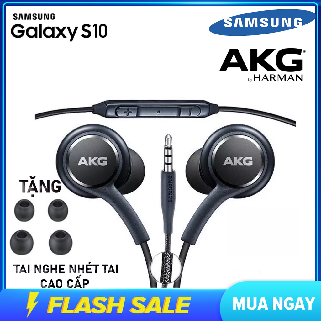 Tai Nghe Samsung Akg S10 có mic đàm thoại tốt , âm thanh sống động tặng kèm 4 nút tai thay thế - BẢO HÀNH 12 THÁNG