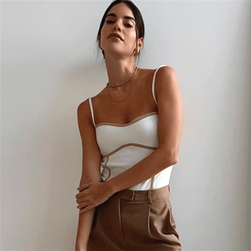 W[]-Women´s Bodysuit Contrast Panel Sleeveless Sling Design Open Back Slim Fit Summer Jumpsuit | BigBuy360 - bigbuy360.vn