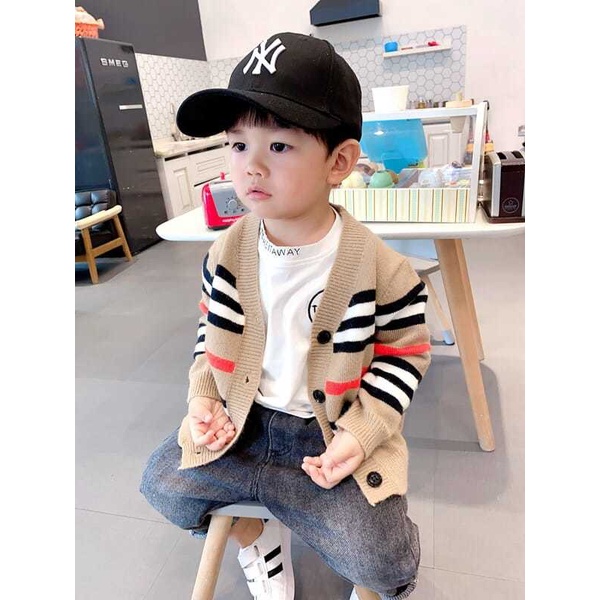 Áo Khoác Len Cardigan Họa Tiết Kẻ Sọc Phong Cách Phương Tây Thời Trang Xuân Thu Cho Bé Trai/Bé Gái