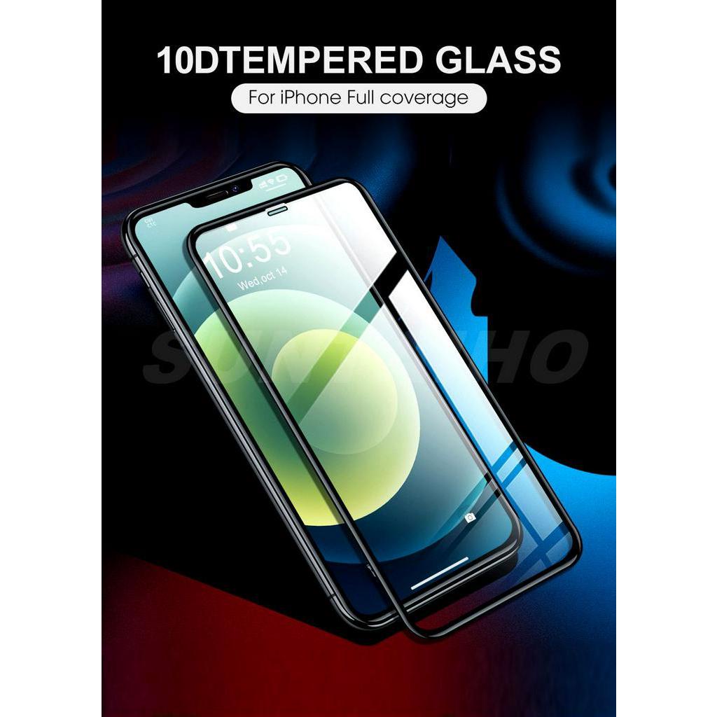 Kính cường lực 10D bảo vệ màn hình cho Iphone 6 6s 7 8 Plus X Xs Max Xr 11 12 Pro Max Se 2020