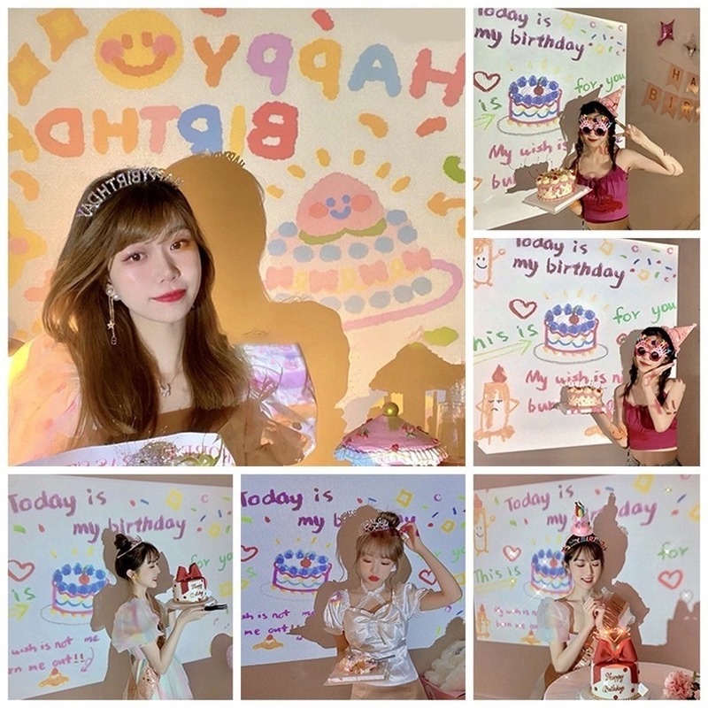Máy chiếu chủ đề happy birthday tiệc sinh nhật