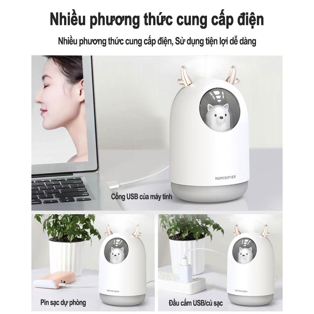 Máy phun sương tạo độ ẩm / khuếch tán tinh dầu hình gấu 300ml Venado