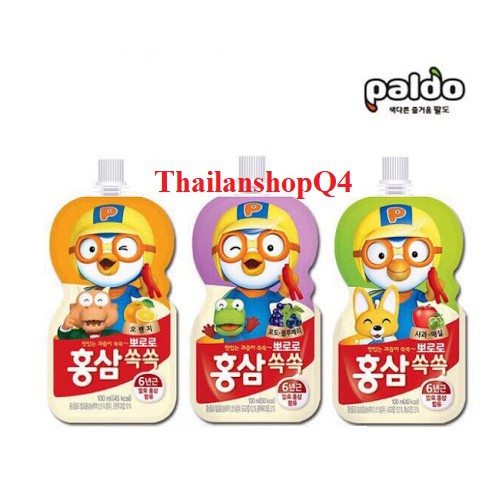 (HCM) Nước hồng sâm trái cây Pororo 100ml Hàn Quốc