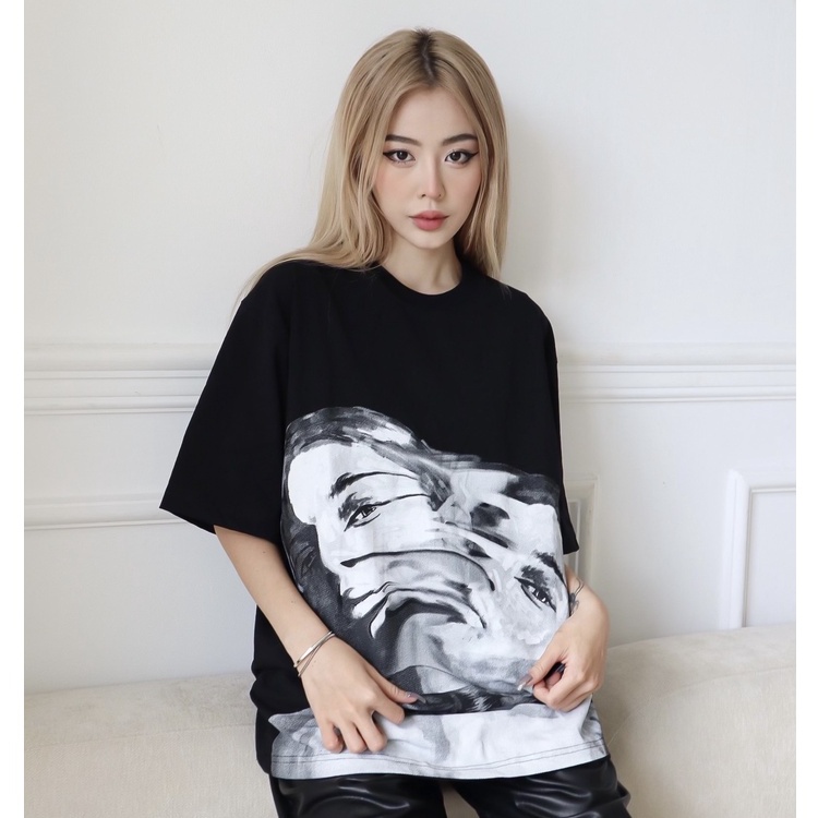 Áo thun Gonz form rộng cotton co giản 2 chiều - Màu đen