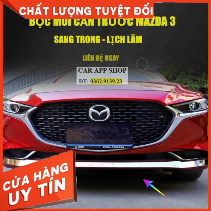Ốp cản trước Mazda 3 đời 2020 - 2021 fom mới hợp kim sáng bóng Hàng Cao Cấp