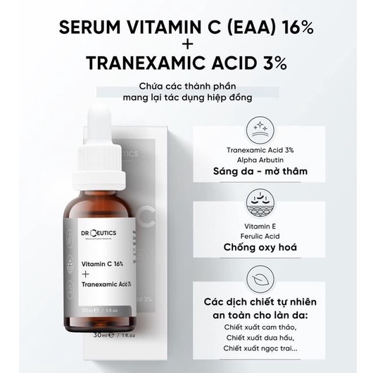 Serum Ngăn Ngừa Lão Hóa Và Làm Sáng Da DrCeutics Vitamin C 16% + Tranexamic Acid 3% 30ml