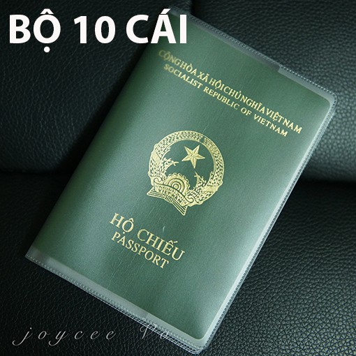 Bộ 10 cái vỏ bao hộ chiếu (passport) dẻo trong có khe đựng vé máy baay và các loại thẻ Joycee Vo 10JV132