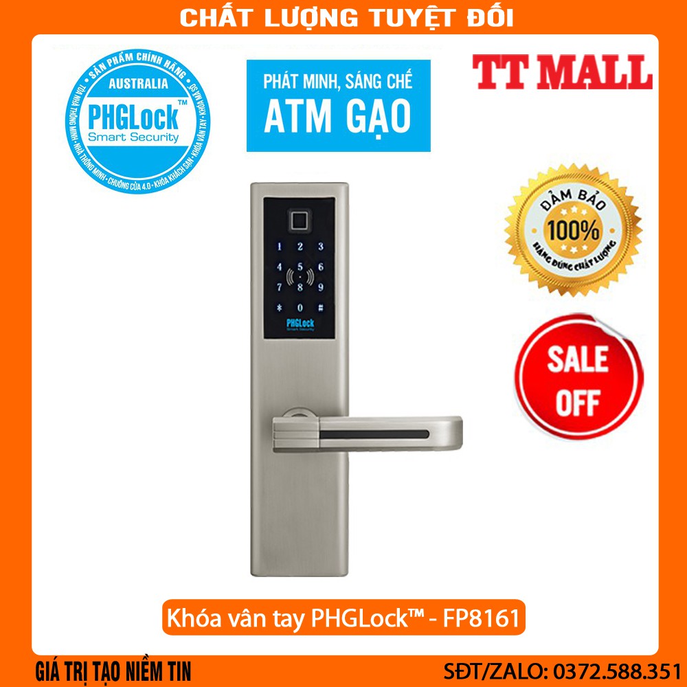 Khóa vân tay,mã số,thẻ từ cho cửa gỗ PHGLock™ - FP8161 chính hãng bảo hành 24 tháng .