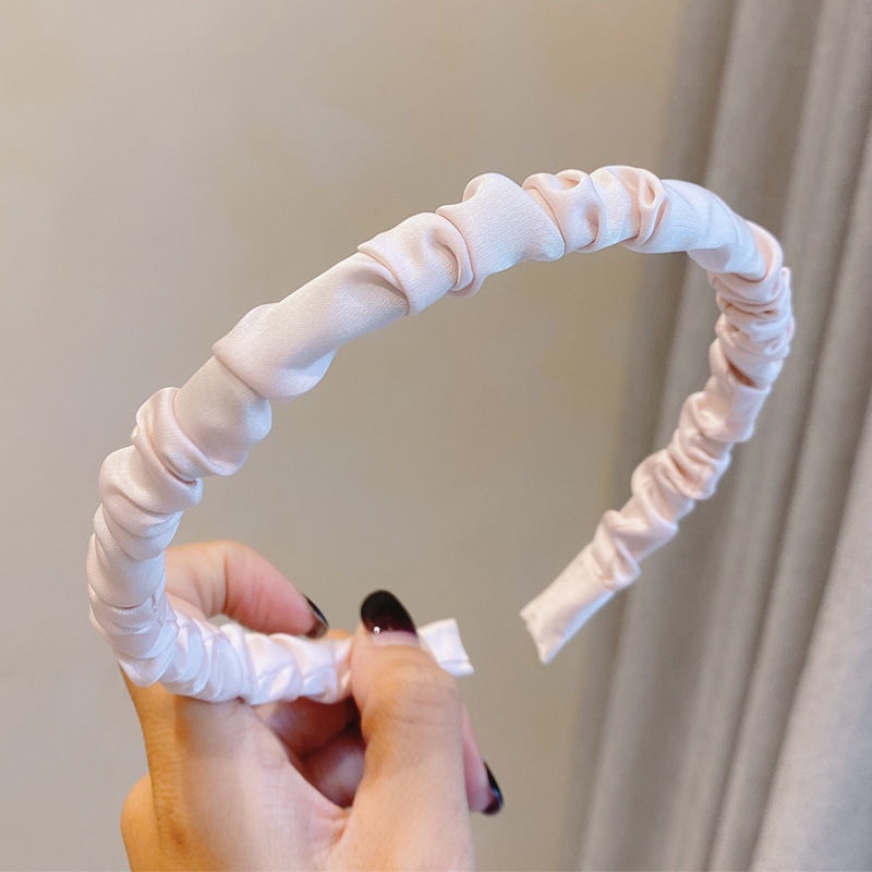 Băng Đô Cài Tóc Vải Satin Màu Sắc Ngọt Ngào Phong Cách Hàn Quốc Đơn Giản Thời Trang Cho Nữ