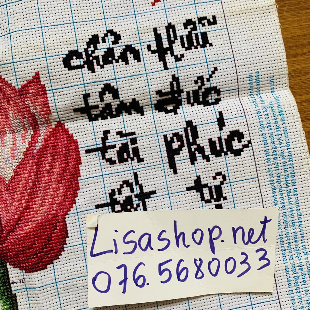 Tranh thêu chữ thập TÂM đã thành phẩm 63x42cm đã thêu rùi