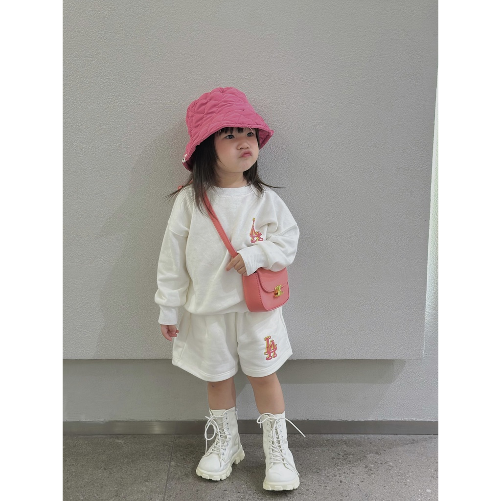 Set áo nỉ quần short em eo bi donut cho bé , bộ quần áo sweater trẻ em unisex street wear,Kid_genZ