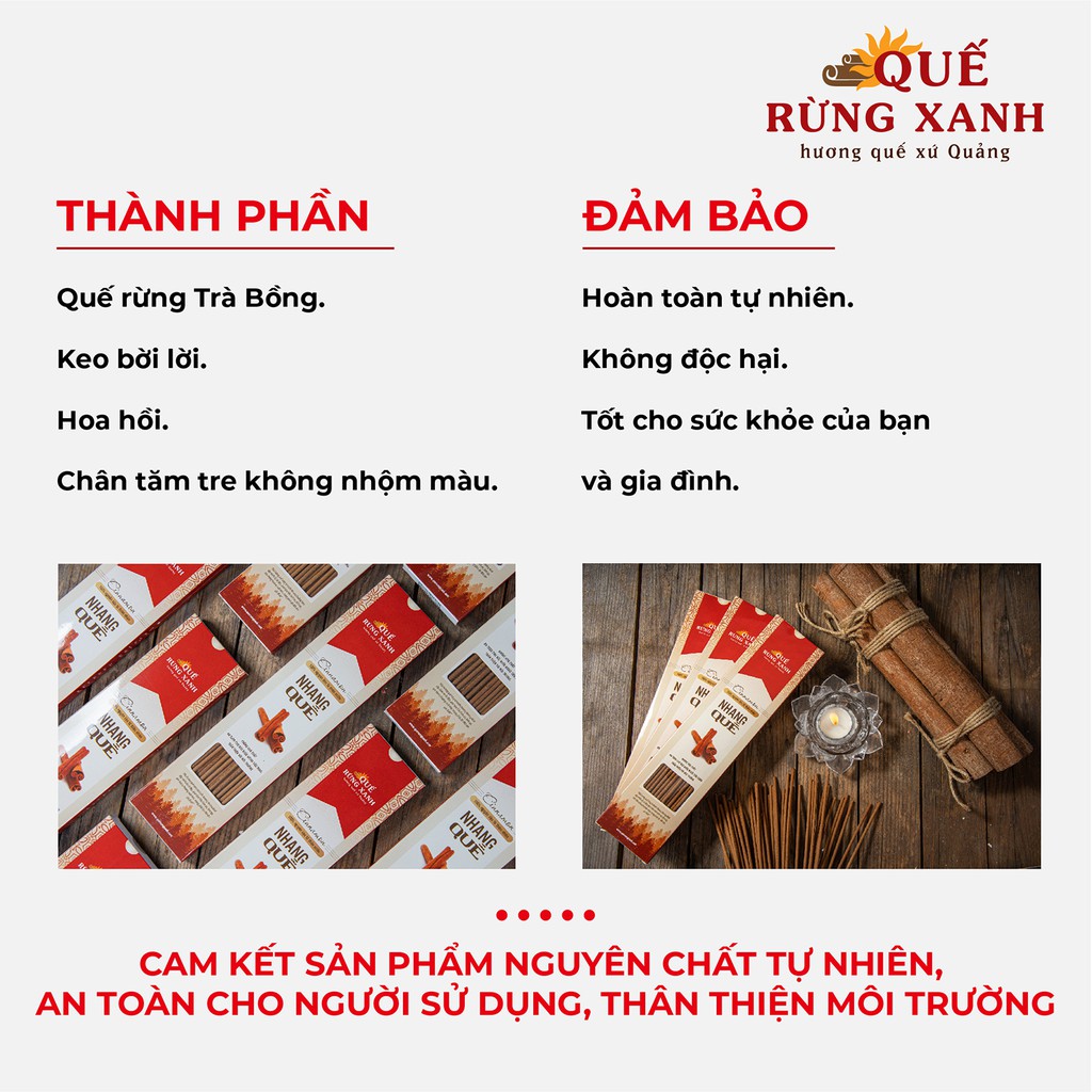 Nhang 30cm thảo mộc hương quế cao cấp Quế Rừng Xanh 100% nguyên chất từ quế rừng Trà Bồng