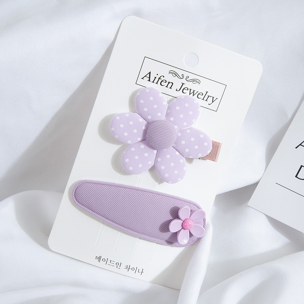 Set 2 Kẹp Tóc Vải Hình Hoa Đơn Giản Phong Cách Hàn Quốc Cho Nữ