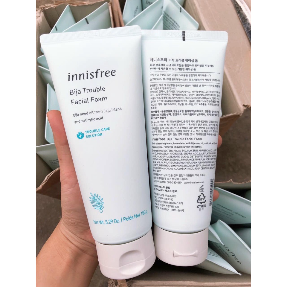 SỮA RỬA MẶT DÀNH CHO DA MỤN INNISFREE BIJA TROUBLE FACIAL FOAM 150G