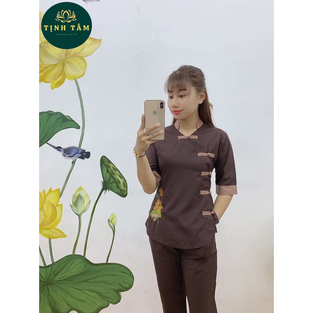 Đồ Lam Đi Chùa ,Bộ Đi Chùa Nữ Đài Loan Vải Dày Dặn Mềm Mịn Mặc Rất Mát Và Thoải Mái