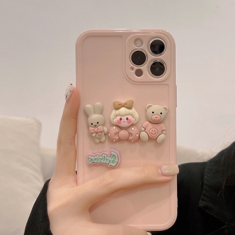 (SIÊU RẺ) Ốp lưng iphone hồng gấu thỏ cô gái nổi 6/6plus/6s/6splus/7/7plus/8/8plus/x/xr/xs/11/12/13/pro/max/plus/promax