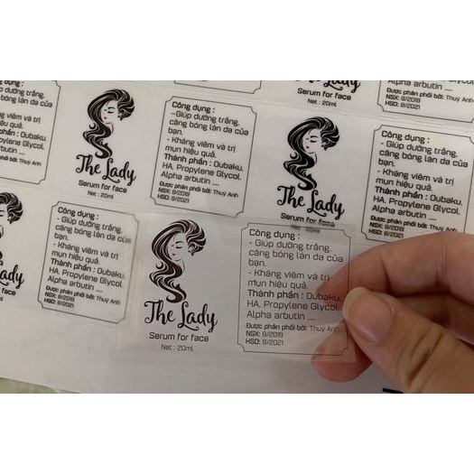 In Tem nhựa, tem trong suốt chống nước cắt sẳn theo yêu cầu A3