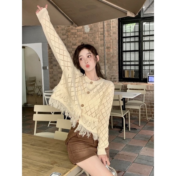 Áo cadigan tua rua 2 tầng cổ tròn phong cách Hàn Quốc Aimee closet