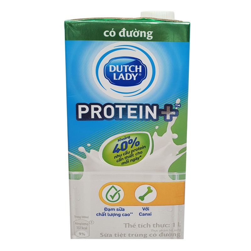 Hộp sữa tiệt trùng Dutch Lady Protein có đường 1L