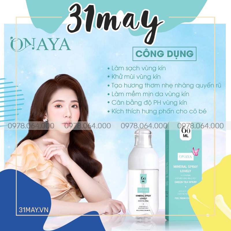 Xịt Khoáng Khử Mùi Vùng Kín Onaya Màu Xanh Minaral Spray Lovely 60ml