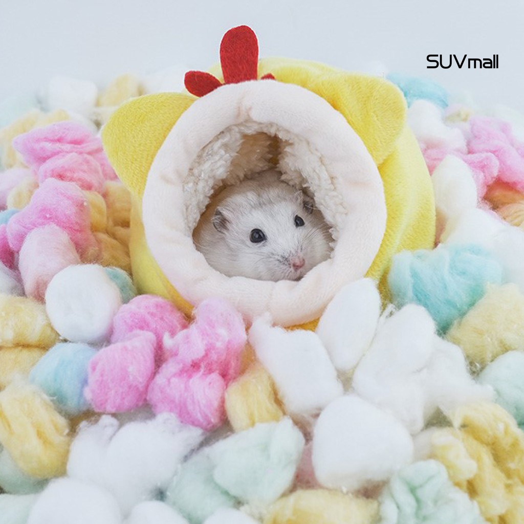 Tổ thú cưng bằng vải cotton ấm áp trong mùa đông hình ngôi nhà dễ thương cho thú cưng chuột hamster/chuột lang cỡ nhỏ