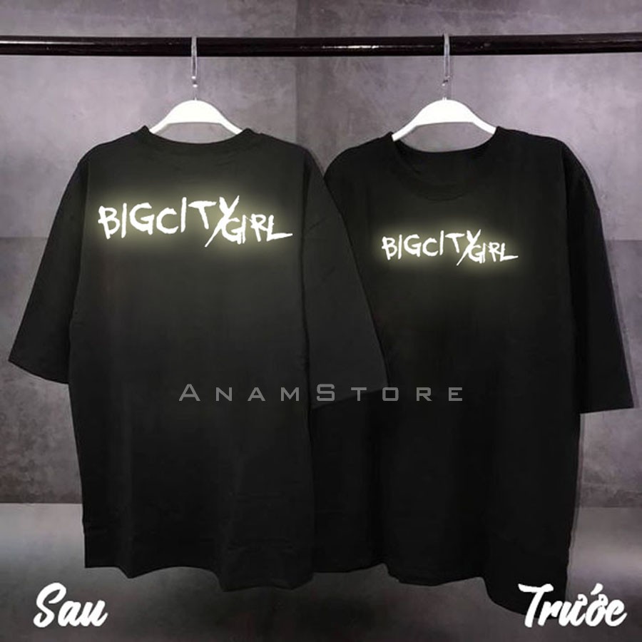 Áo thun phản quang tay lỡ nam nữ bigcitygirl
