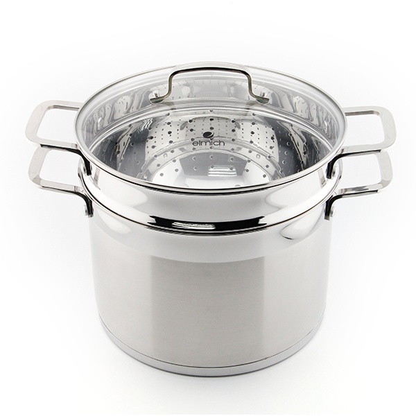 Nồi hấp Inox 304 Elmich 26cm - Cấu trúc 5 lớp đáy giúp truyền và giữ nhiệt tốt. - Chất liệu inox 304 cao cấp, an toàn