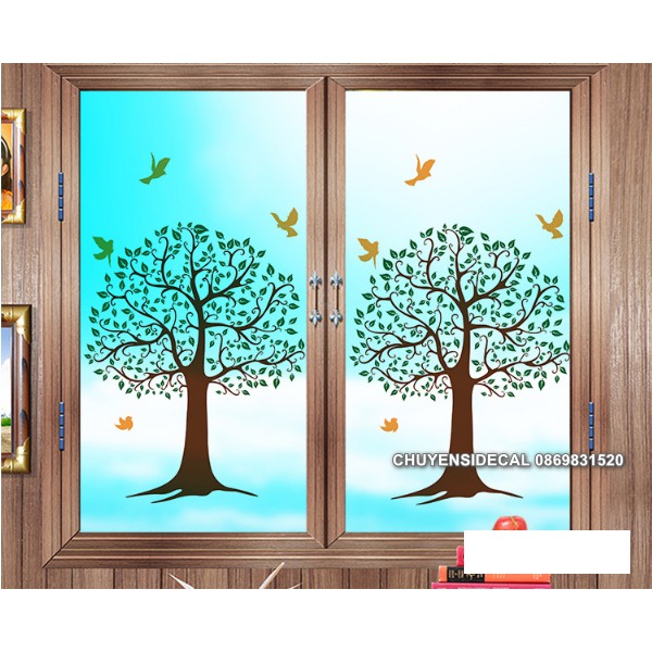 Decal Dán Kính Cao Cấp - Cây Cong Tính Tế ( 60x116cm )