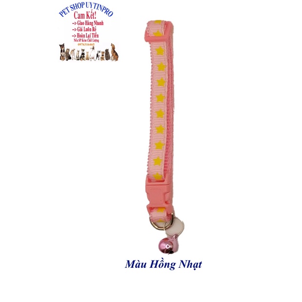 Vòng cổ kèm chuông cho Chó Mèo dưới 5kg In hình ngôi sao Bản rộng 1cm Chất liệu dù bền chắc, Có thể điều chỉnh to nhỏ