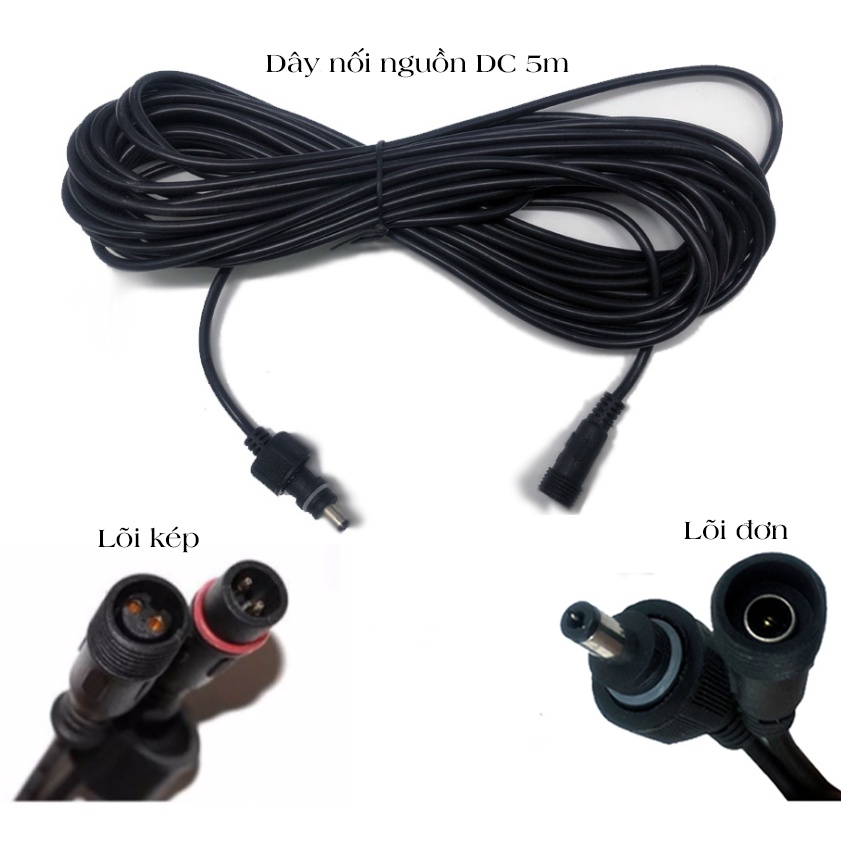 Dây nối nguồn DC dài 5m dành cho đèn năng lượng mặt trời SOLAR LIGHT, các thiết bị năng lượng mặt trời - D1061