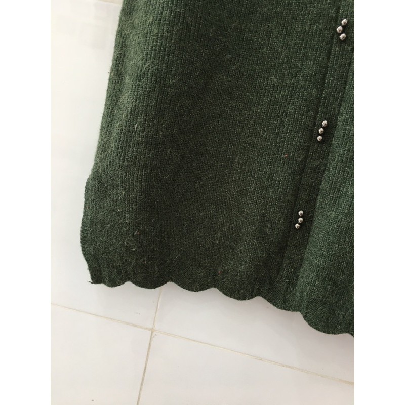 Đầm yếm len xanh rêu siêu đẹp mới keng