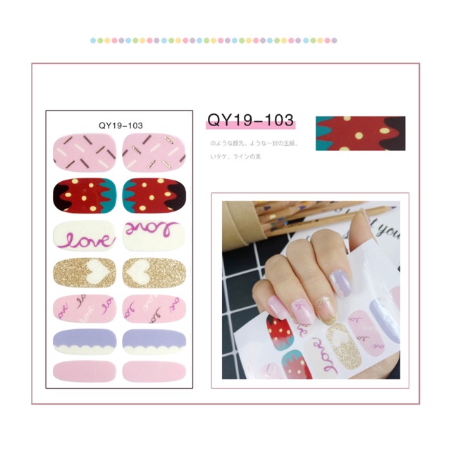 Bộ Dán Móng Tay Gồm 14 Nail Stick Không Thấm Nước Có Sẵn_QY19