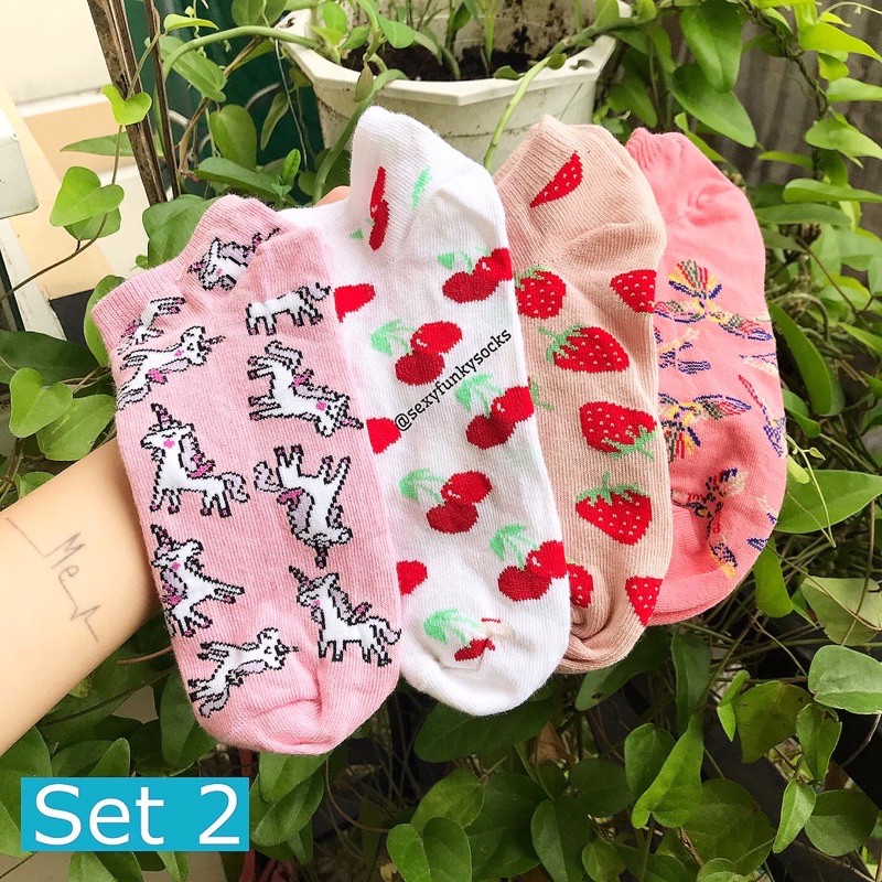 Set vớ nữ cổ thấp xinh xắn hoạ tiết đáng yêu