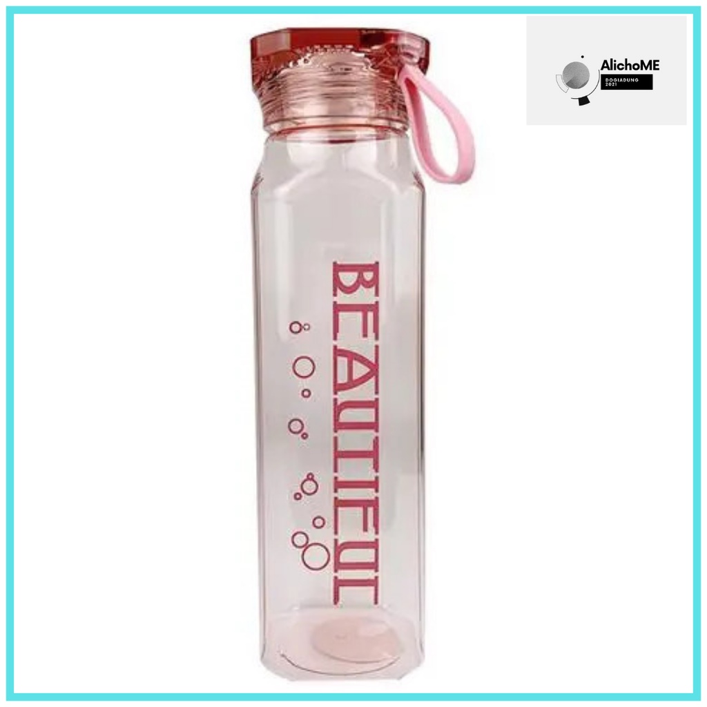 Bình nước thủy tinh beautiful 500ml vuông kiểu dáng năng động trẻ trung