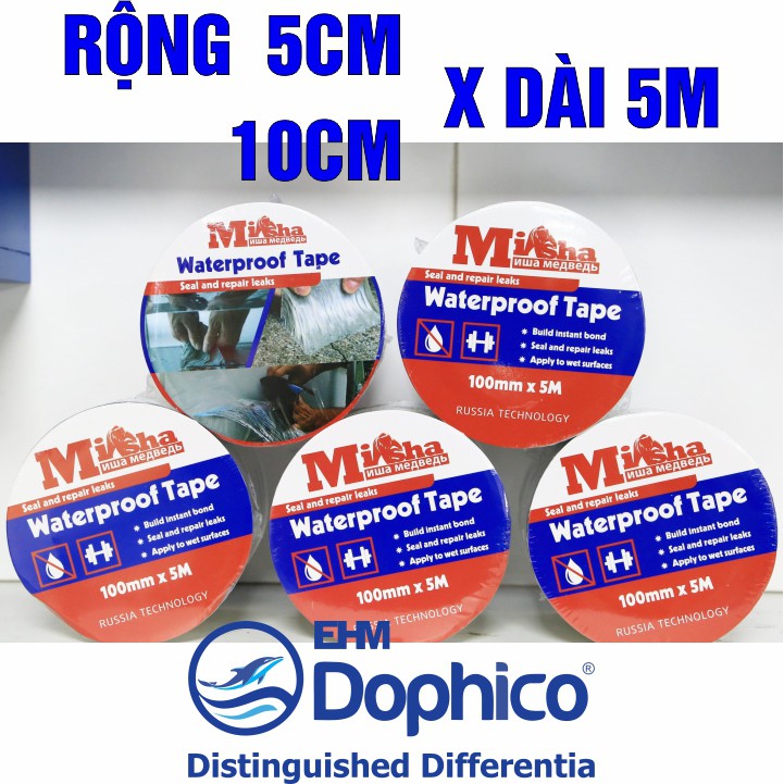 Băng dính chống thấm Misha 10cm/5cm x 5M – Băng kéo chống thấm dột – Bịt rò rỉ ống nước – Sản phẩm nội địa Nga