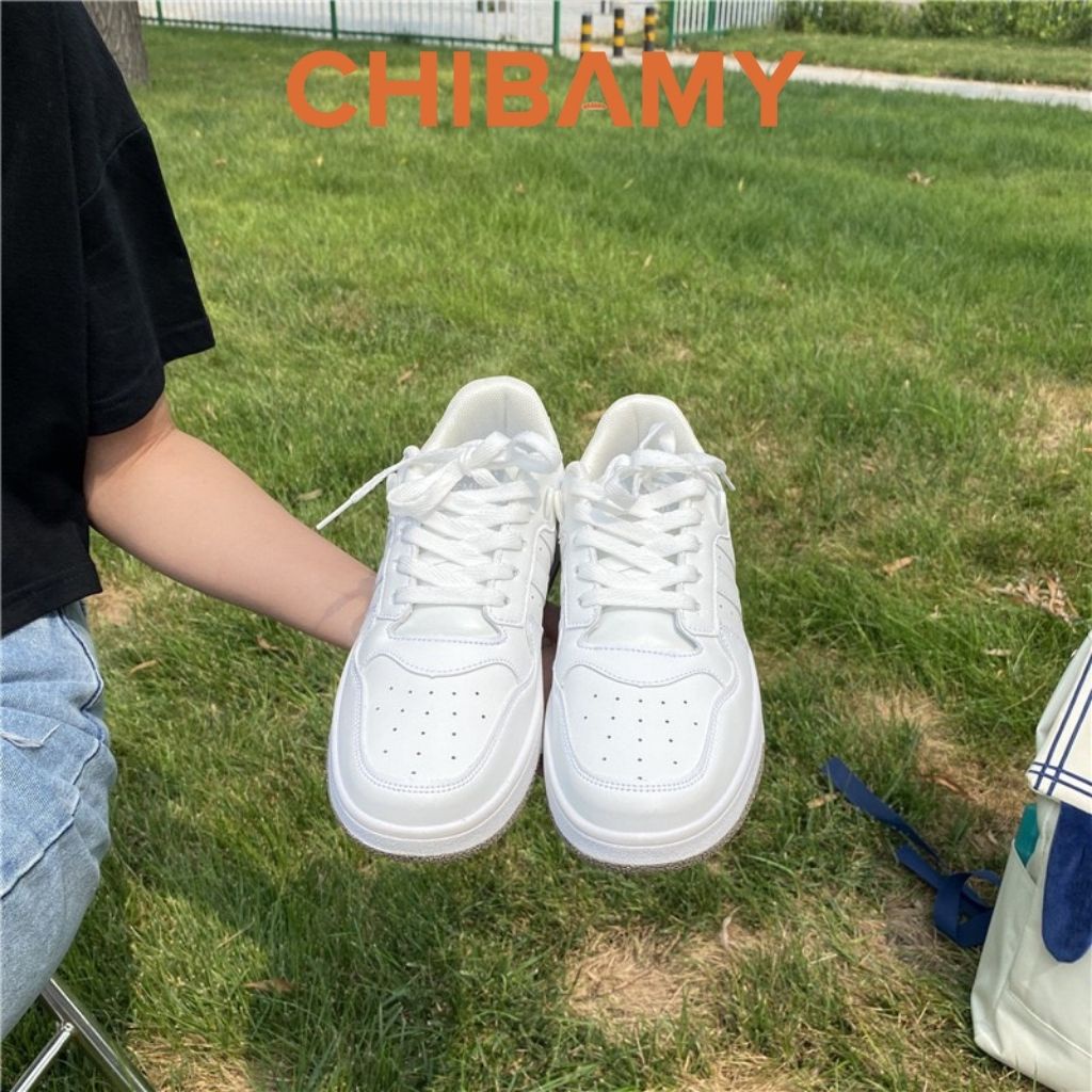 Giày thể thao nữ trắng đế bằng phong cách RETRO, Giày Sneaker nữ CHIBAMY siêu nhẹ dáng basic cao 3cm
