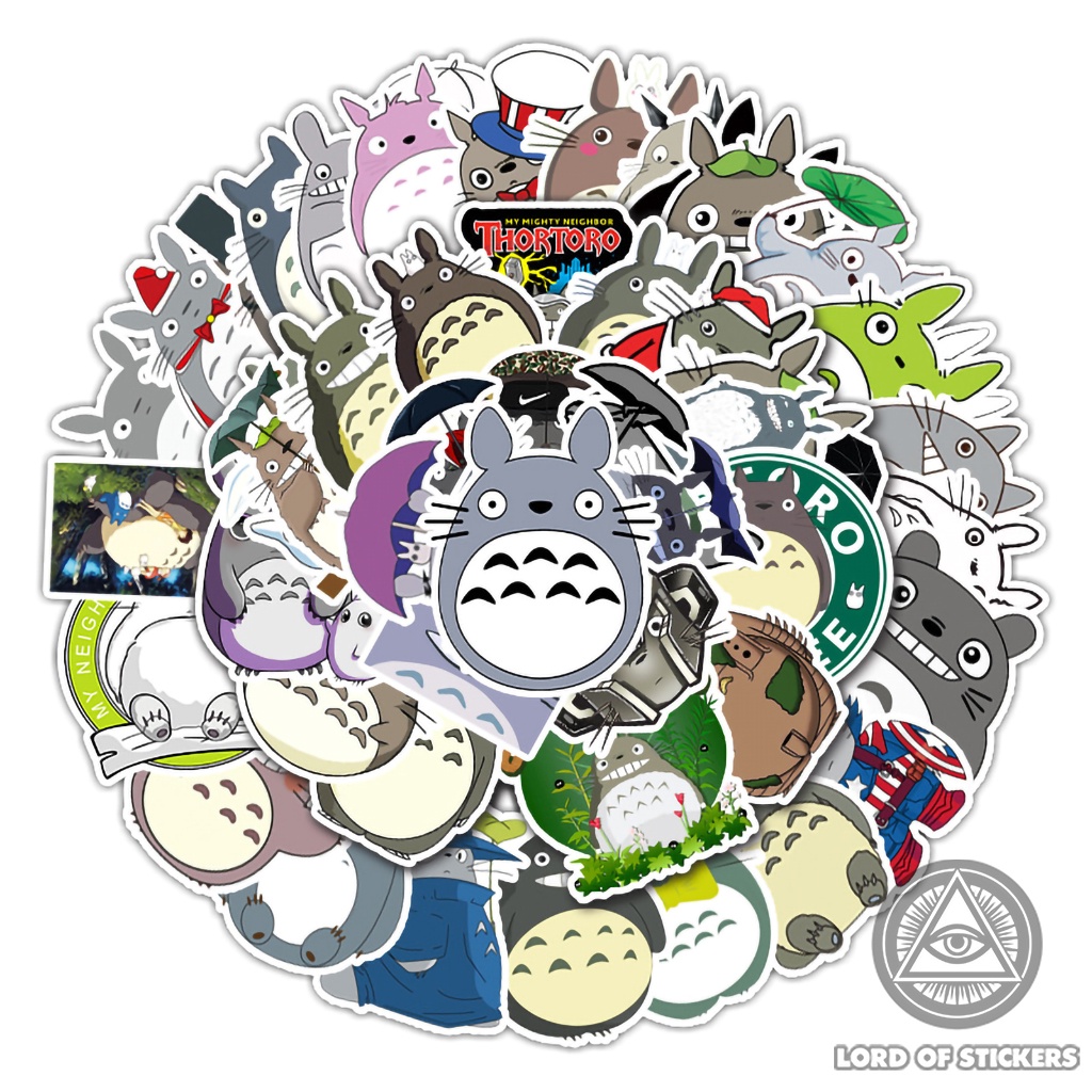 Set 52 Nhãn Dán Hoạt Hình Totoro Sticker Cute Dễ Thương Ghibli Anime Manga Trang Trí Mũ Bảo Hiểm, Điện Thoại, Laptop, Sổ
