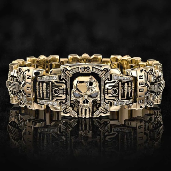 Phụ kiện thời trang nam nhẫn đầu lâu bằng vàng 18k ngăn bí mật khoang chứa quan tài lưu niệm quan tài anniv