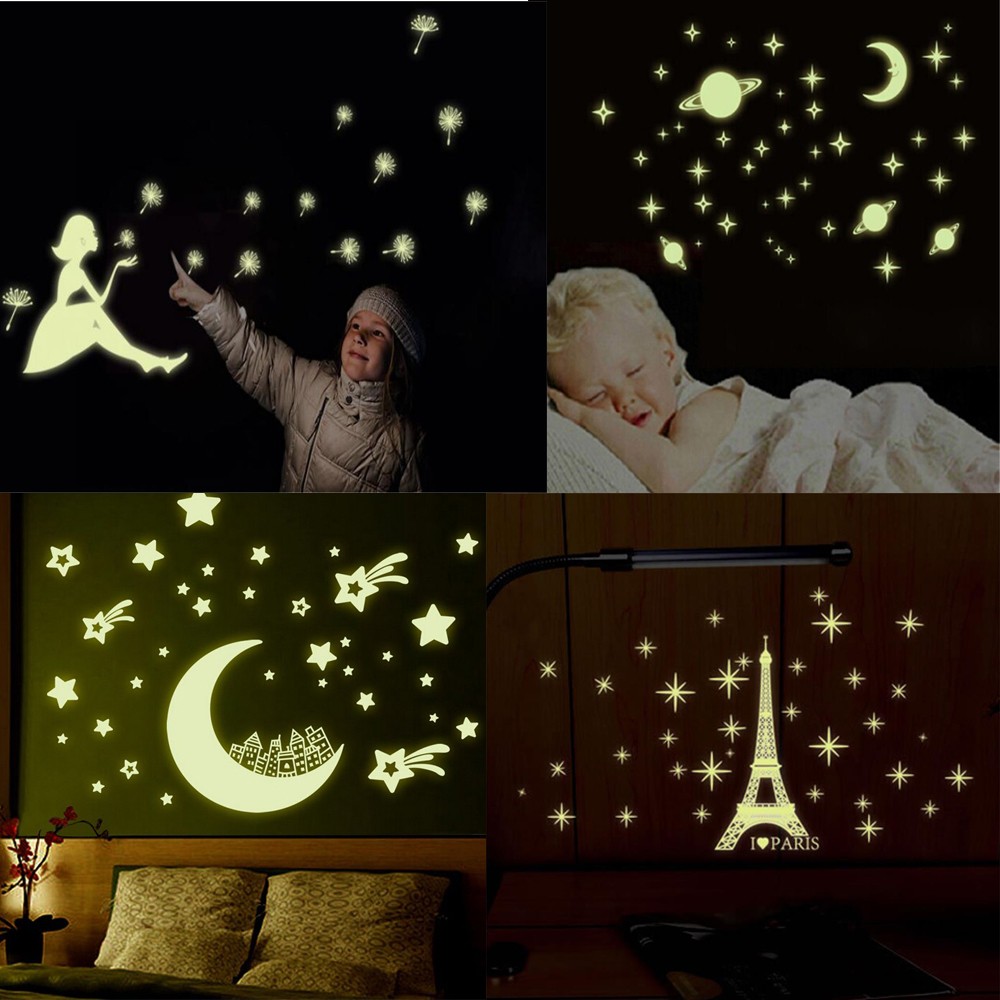 Miếng dán tường dạ quang trang trí phòng ngủ 4 kiểu độc đáo DIY