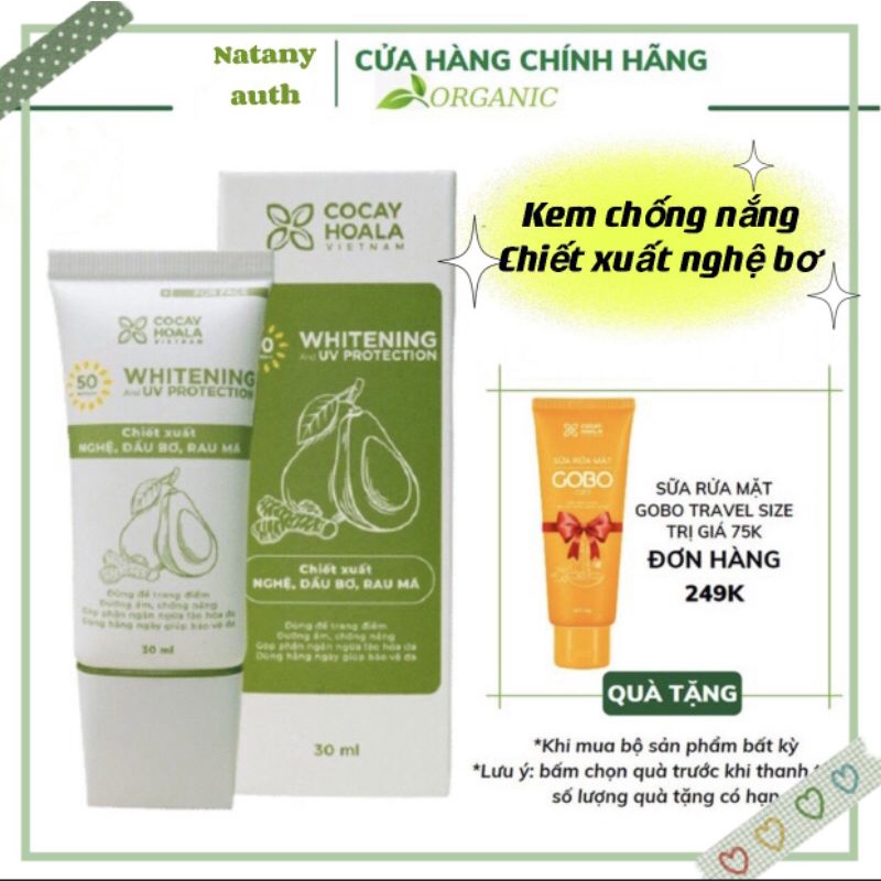 Kem chống nắng [ Chiết Suất Bơ -Nghệ ] Kiềm dầu, chống thấm nước, nâng tone da