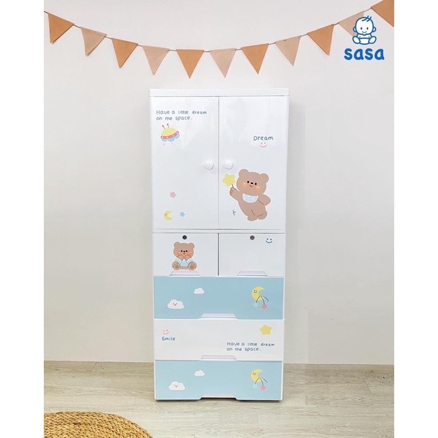Tủ Nhựa Để Quần Áo 5 Tầng Đa Ngăn Hình Thú Đáng Yêu Lưu Giữ Đồ Chơi Dành Cho Bé