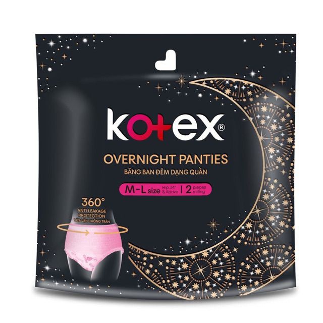 Combo 4 Gói BVS Kotex đêm dạng quần vừa vặn chống tràn 360 2 miếng gói