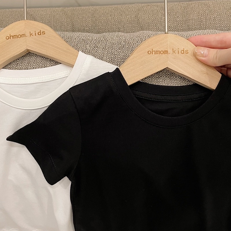 Áo thun cổ tròn trơn basic chất cotton cho bé gái bé trai