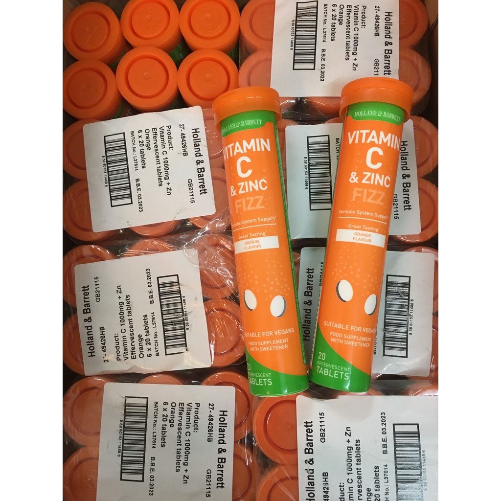 Vitamin C Holland & Barett UK - ZINC Vitamin C SỦI 20 VIÊN