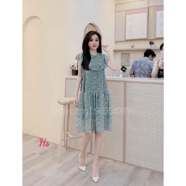 [HÀNG HÓT, MẾN TẶNG QUÀ XINH] ĐẦM, VÁY VOAN HOA ĐUÔI CÁ 2 MÀU XANH HỒNG DUYÊN DÁNG, NỮ TÍNH XINH LUNG LINH TEENS FASHION