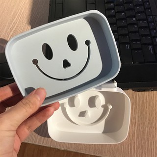 Khay Để Bánh Xà Phòng Dán Tường 2 Lớp Đáy Kín Hình Mặt Cười 00239