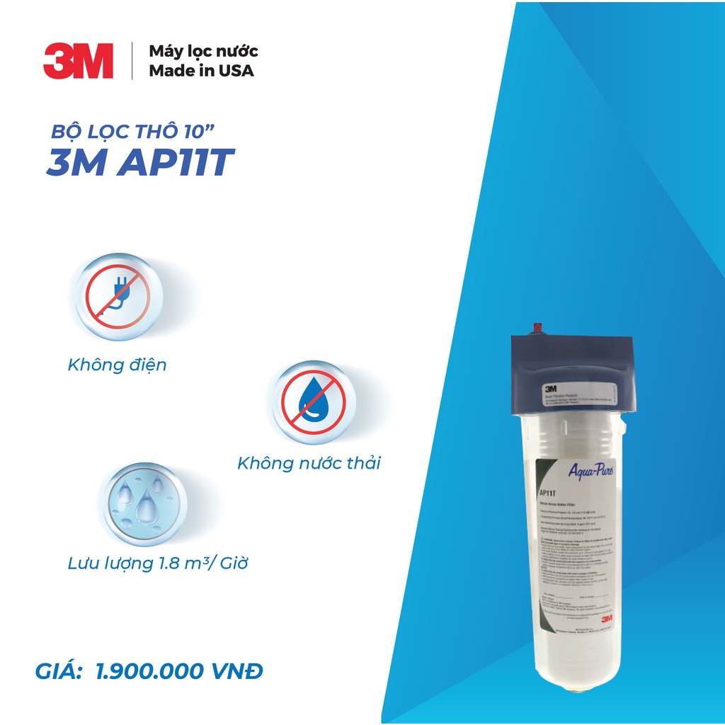 Combo 3M Máy Lọc Nước Brew120-MS Kèm Vòi Và Lọc Thô 3M AP 055T-110 Không Điện